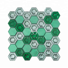 Hot selling Glazed Crystal Glass Hexagon Mosaic Tile